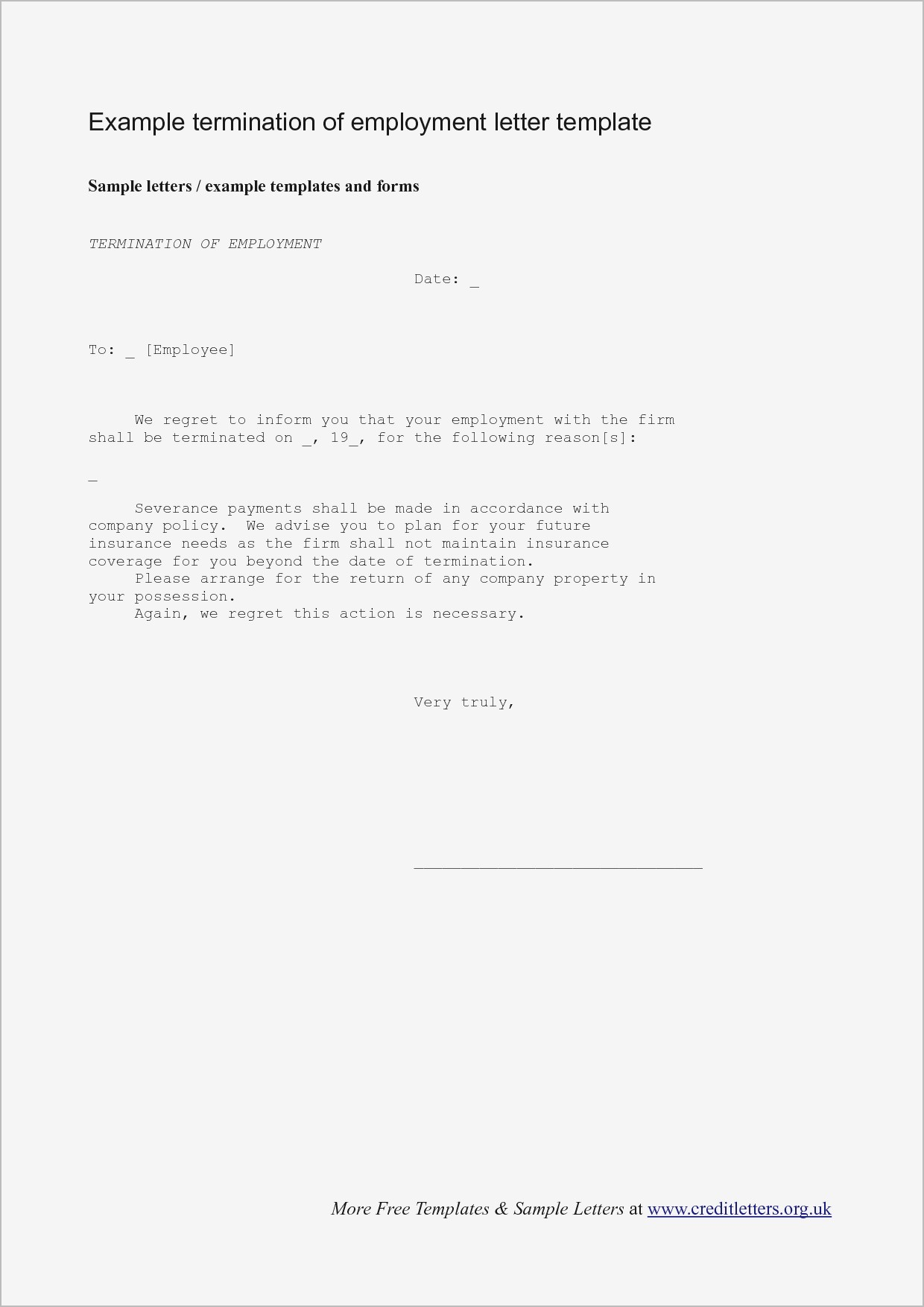 Severance Letter Template Examples Letter Template Collection