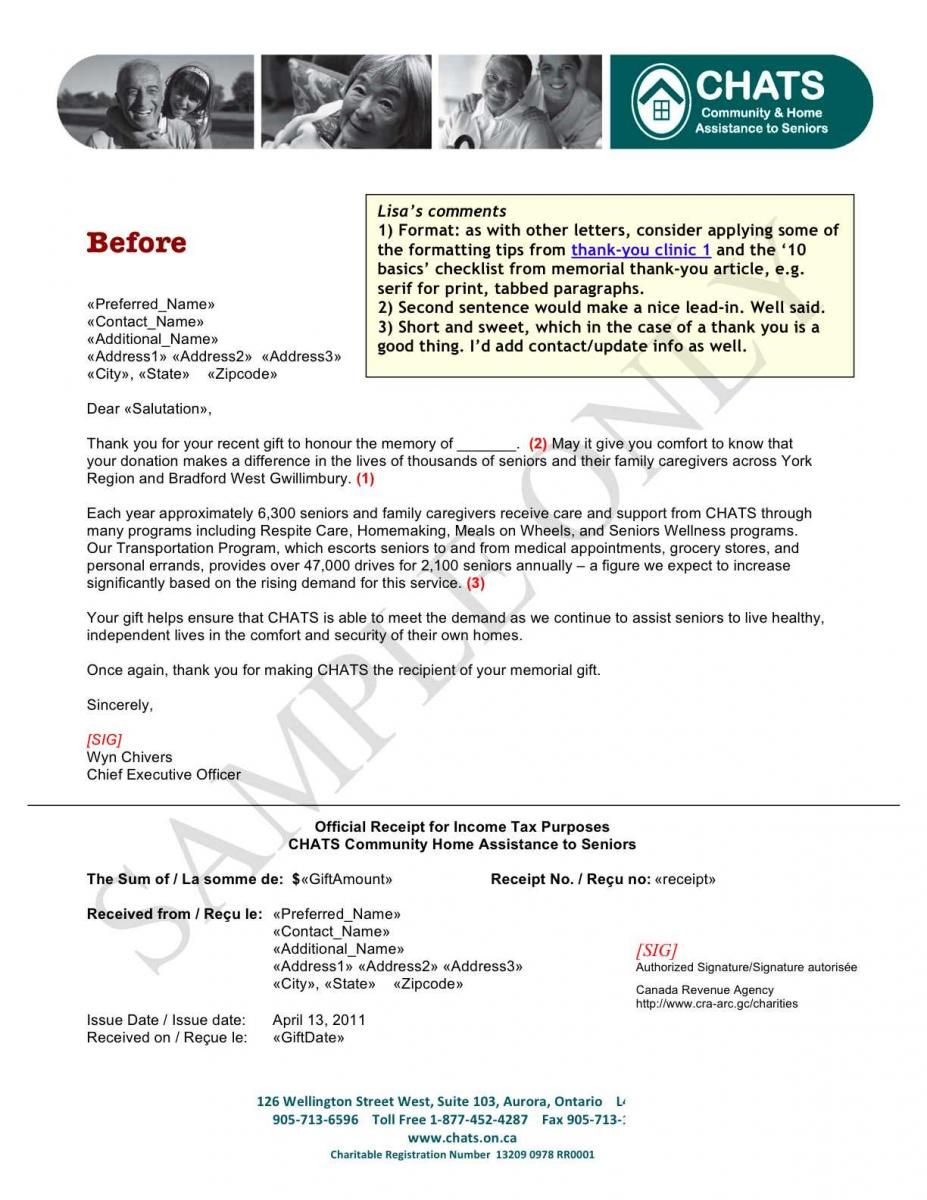 Acknowledgement Of Donation Letter Template - sofii · In Memoriam Donation Thank You Letter Samples