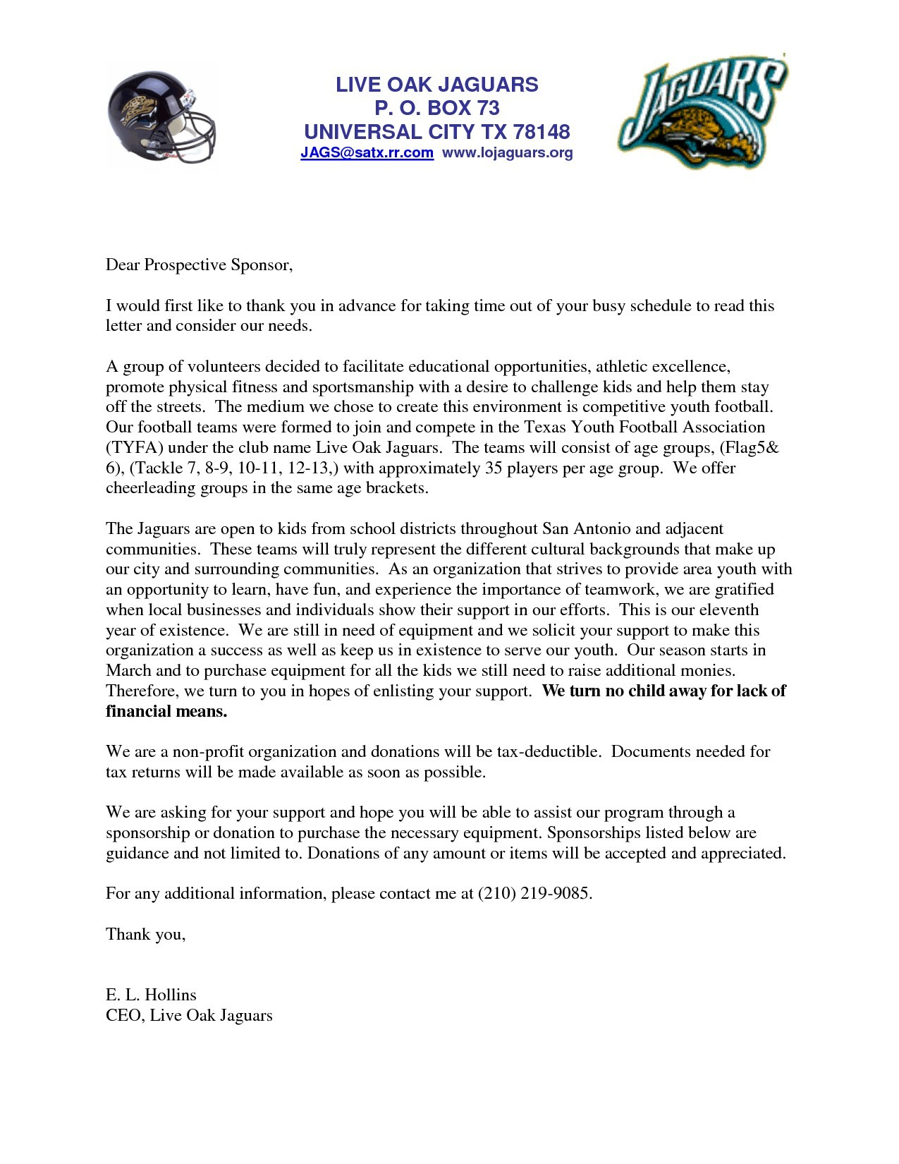 Fundraising Letter Template for Sports Teams - Sponsorship Letter for Sports Valid Sample Team Sponsorship Letter