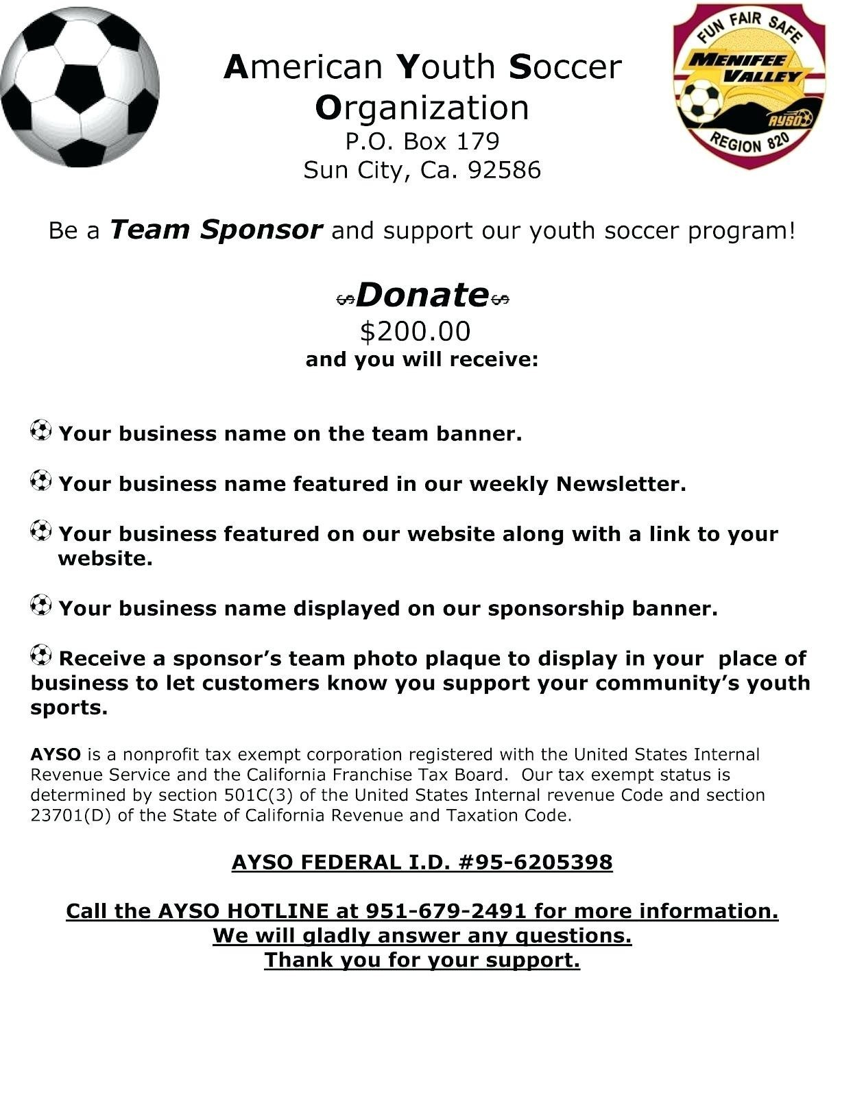Youth Football Sponsorship Letter Template - Sponsorship Letter Template for Sports Team