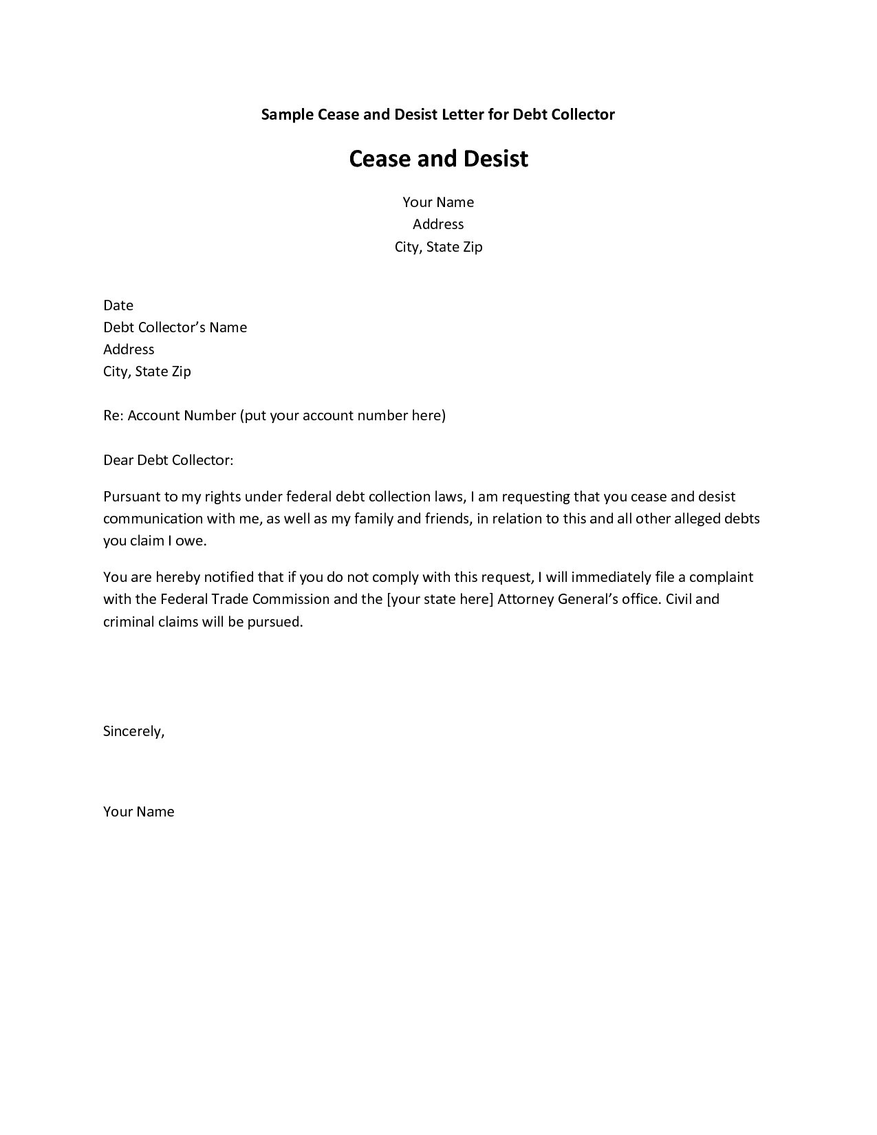 Cease And Desist Letter Template Defamation