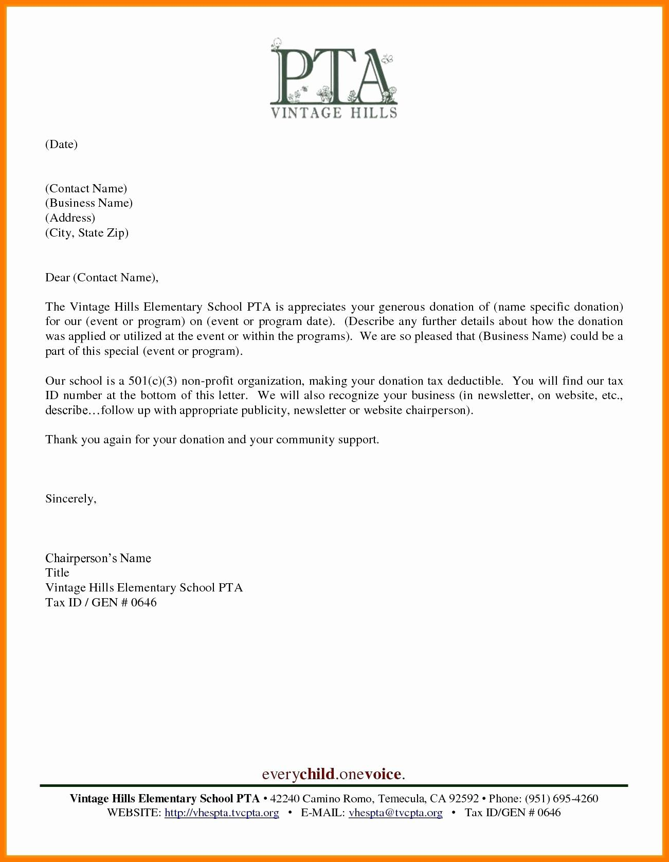 Non Profit Tax Deduction Letter Template Examples Letter Template 