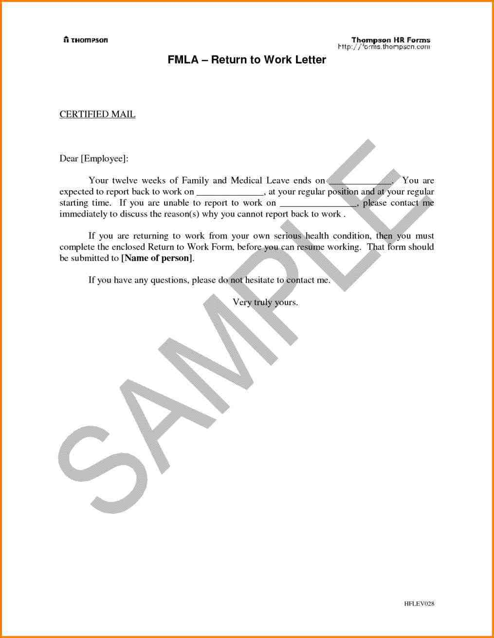 Maternity Return to Work Letter From Employer Template - Template Letter Maternity Leave Employer Best Of 9 Sample Template