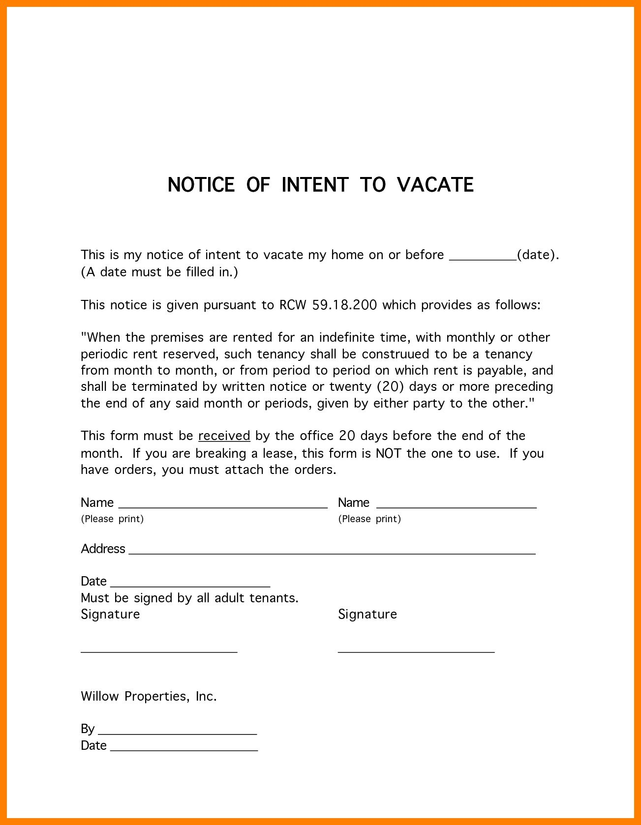 Notice Letter to Tenant From Landlord Template - Template Letter to Leave Property Best Notice to Vacate Apartment