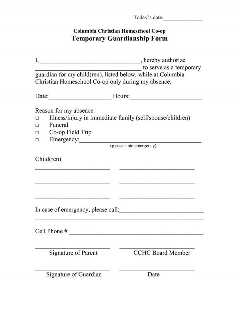Temporary Guardianship Letter Template - Temporary Guardianship Agreement form Image Collections Agreement