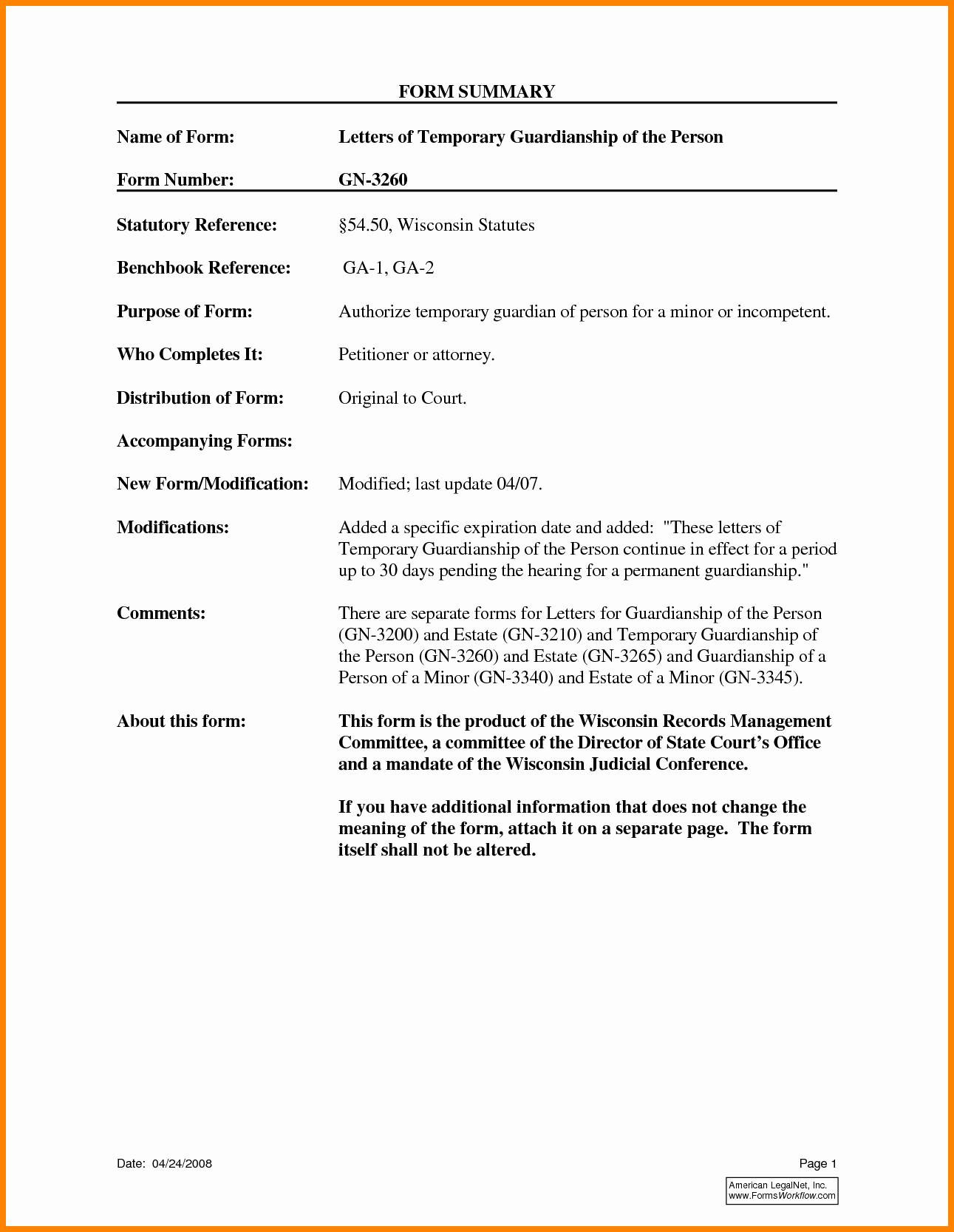 Free Temporary Guardianship Letter Template - Temporary Guardianship form for Grandparents Best Temporary