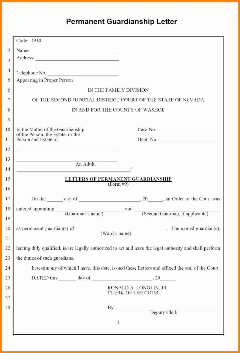 Temporary Guardianship Letter Template - Temporary Guardianship Letter Template Free