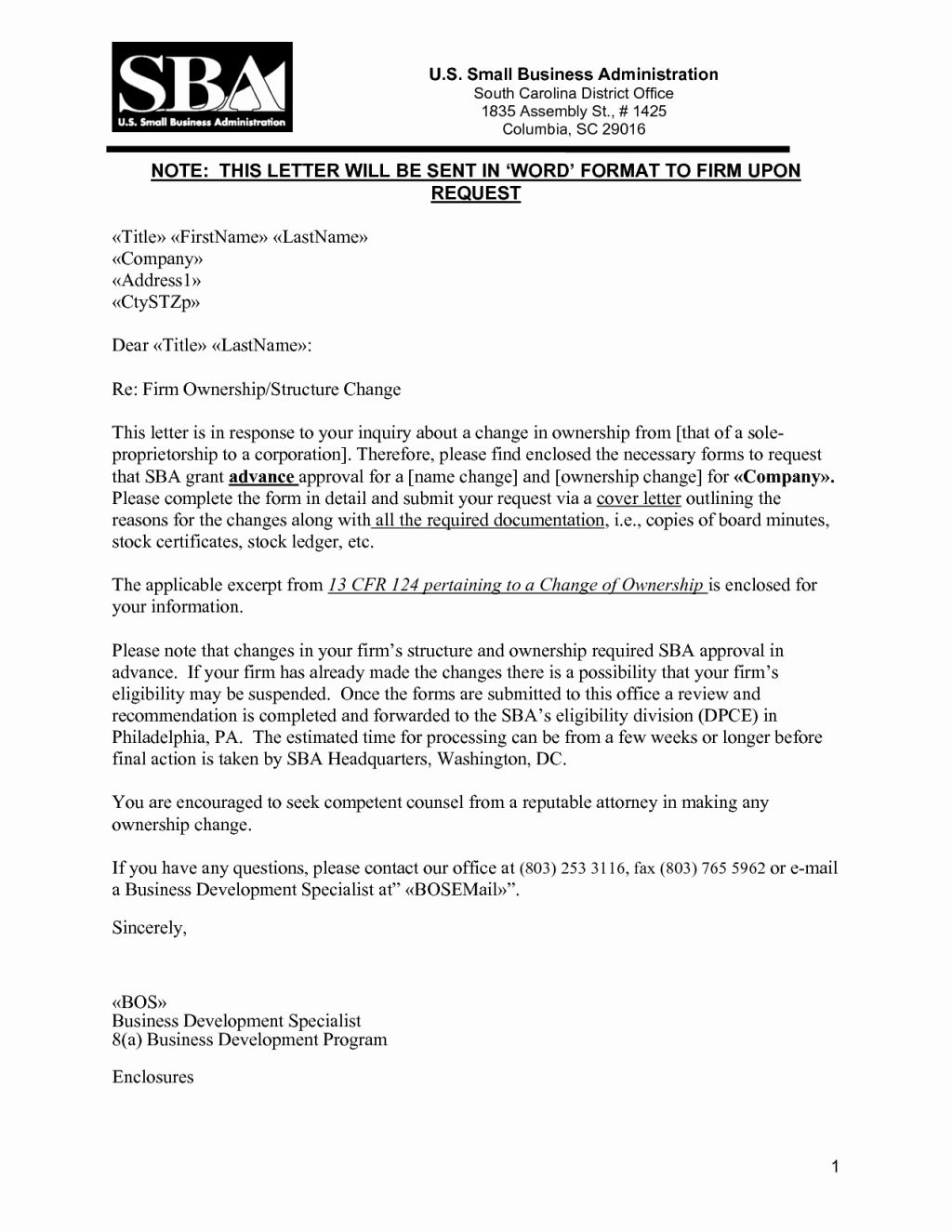 Transfer Of Ownership Letter Template Samples Letter Template Collection