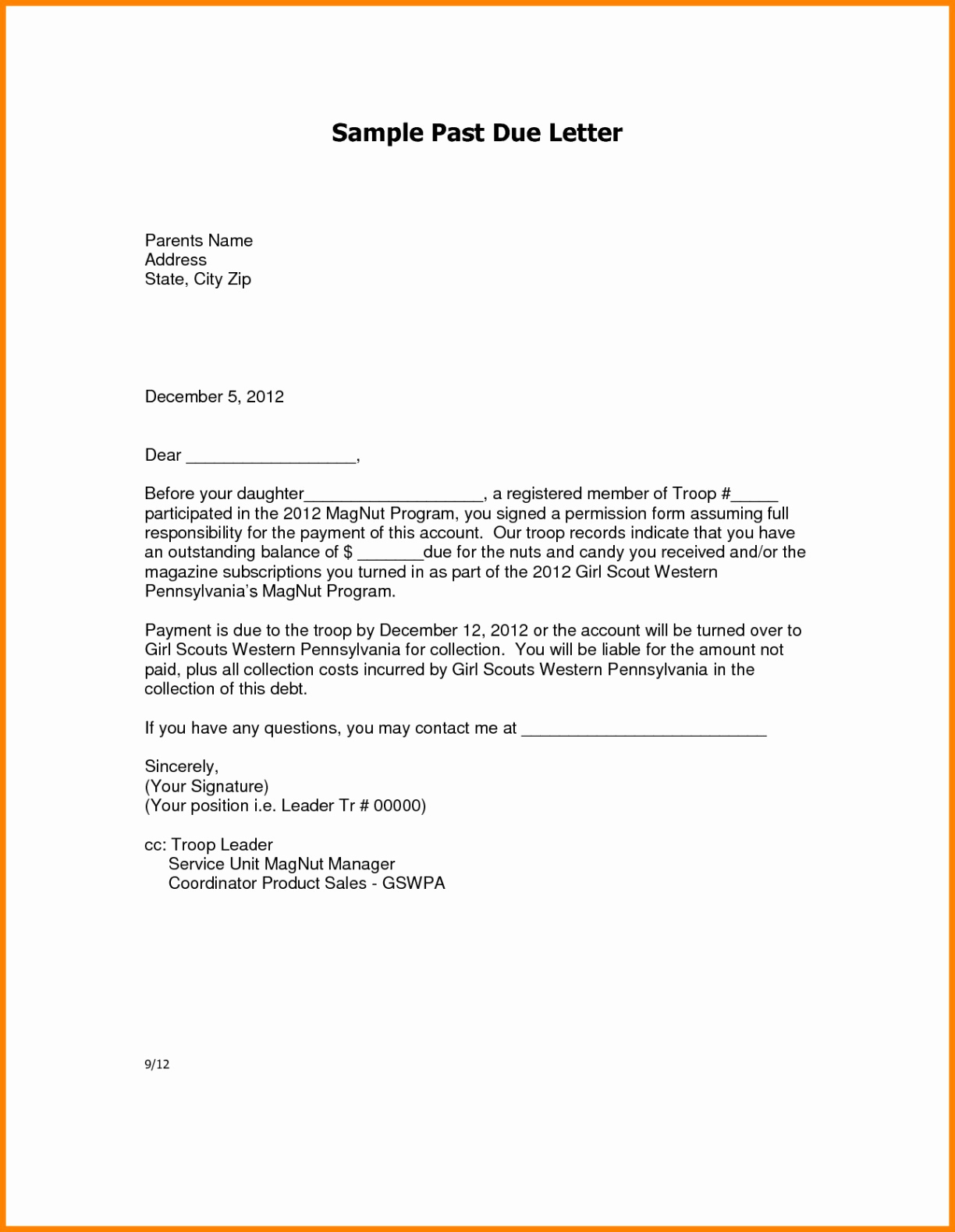 Past Due Collection Letter Template Examples Letter Template Collection