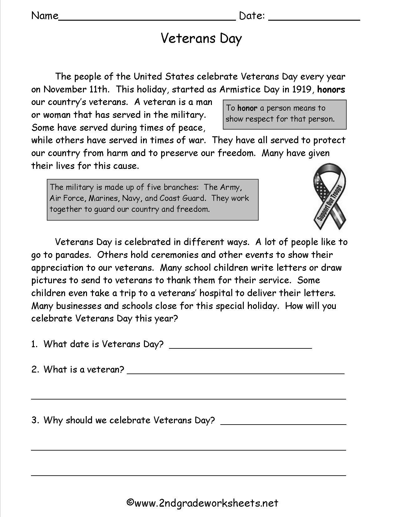 Veterans Day Letter Template - Veterans Day Worksheets