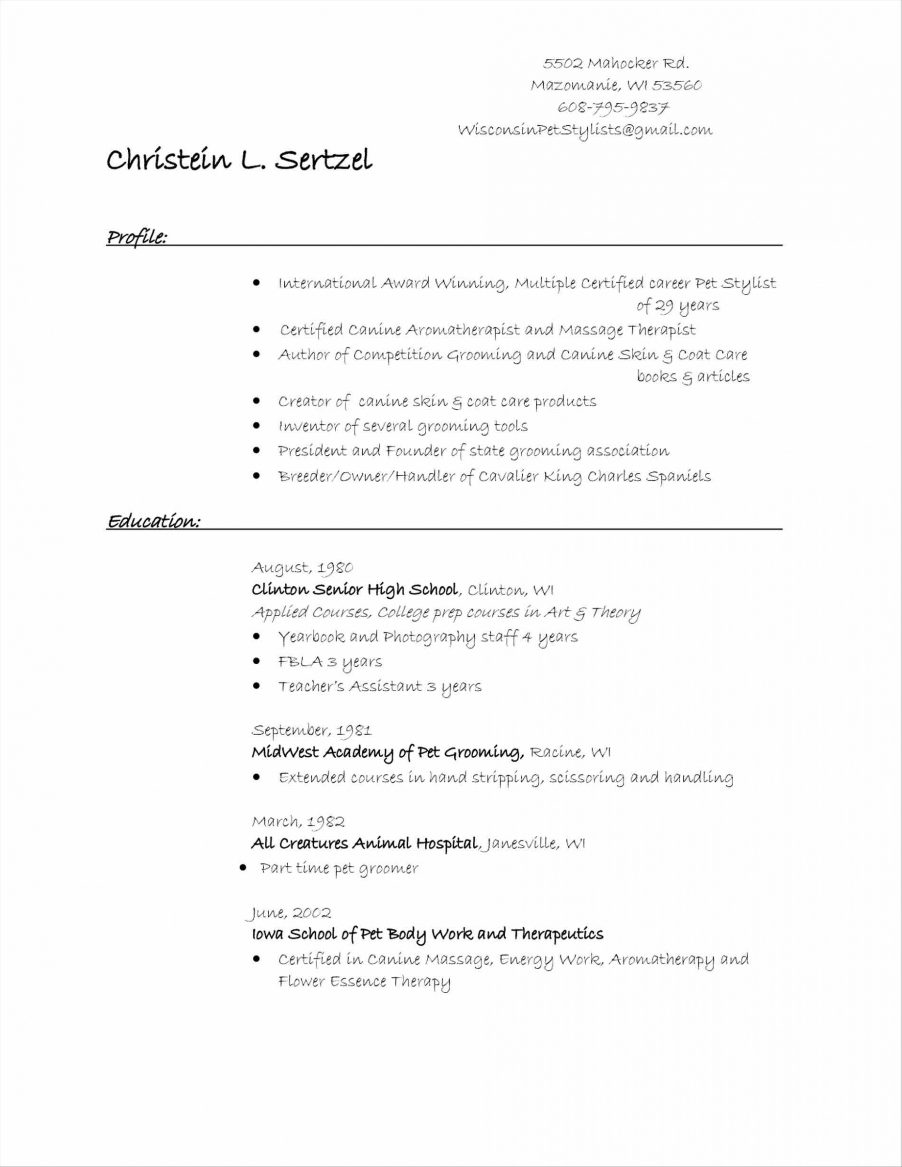 Time Of the Essence Template Letter - Wardrobe Stylist Resume — Resumes Project